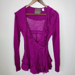 Guinevere Anthropologie Recital Ruffle Cardigan Womens Small Purple Balletcore